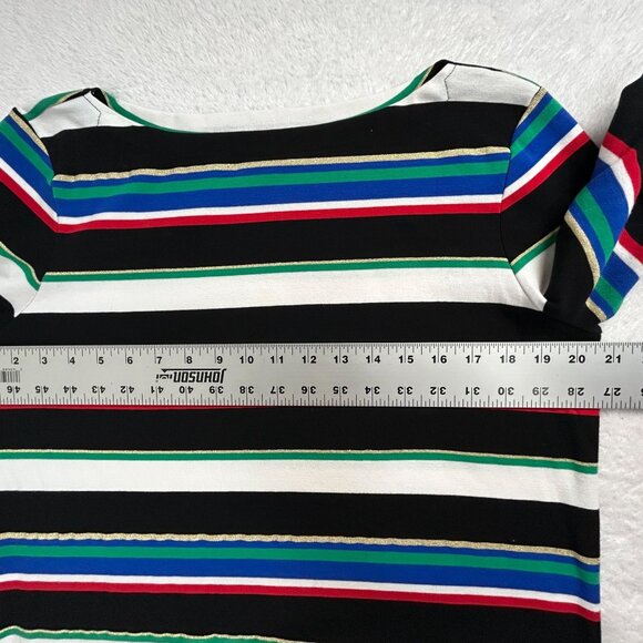 Lauren Ralph Lauren Womens Striped Short Sleeve Bota Neck Knit Top 1X Multicolor - Picture 7 of 8